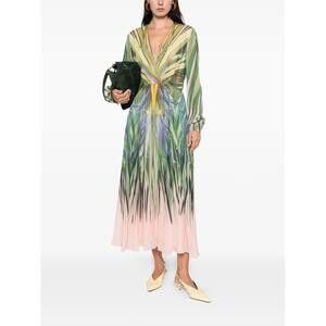 NEW ELIE SAAB printed chiffon midi dress in leaf